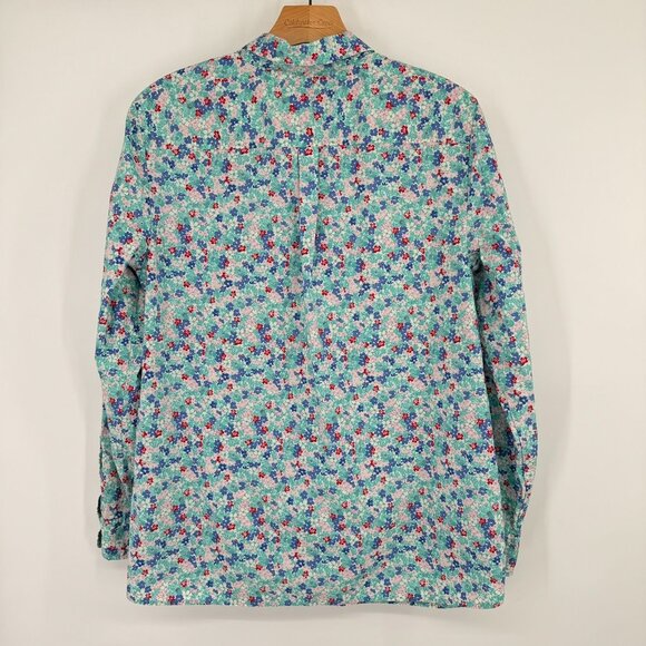 Talbots blouse Womens Button Down Floral Shirt size Large Cotton Long Sleeve - Picture 8 of 11